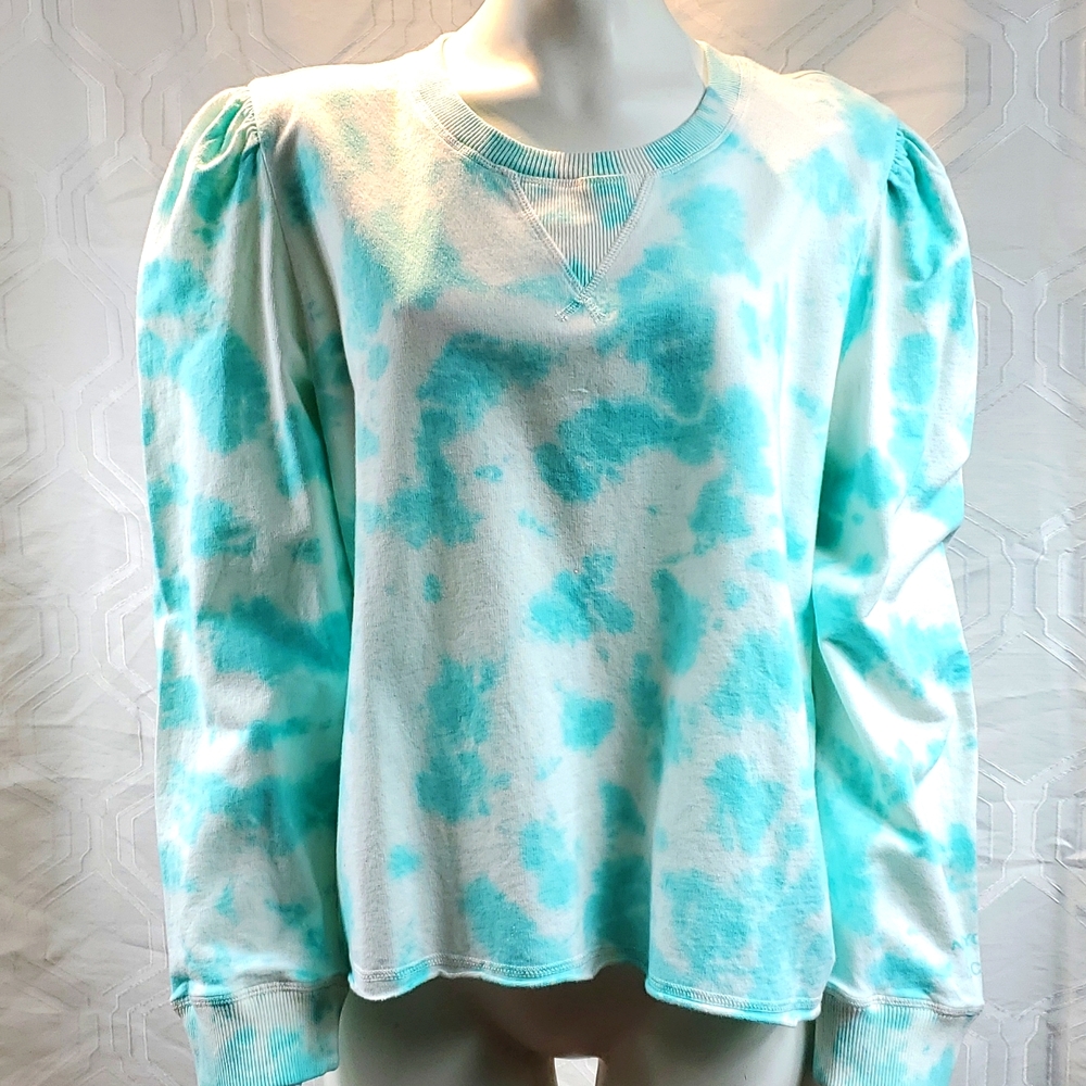 DKNY Jean's Oasis Aqua blue Tie Dye Long sleeve Sweater size Large